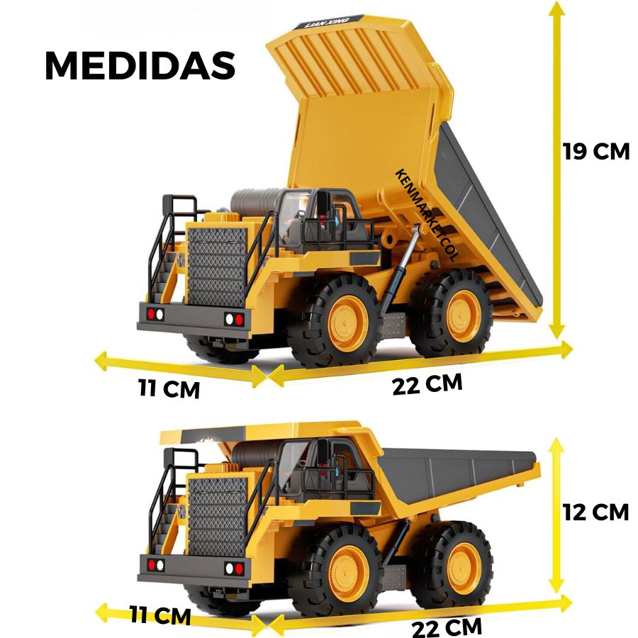 Volqueta a control remoto de metal recargable