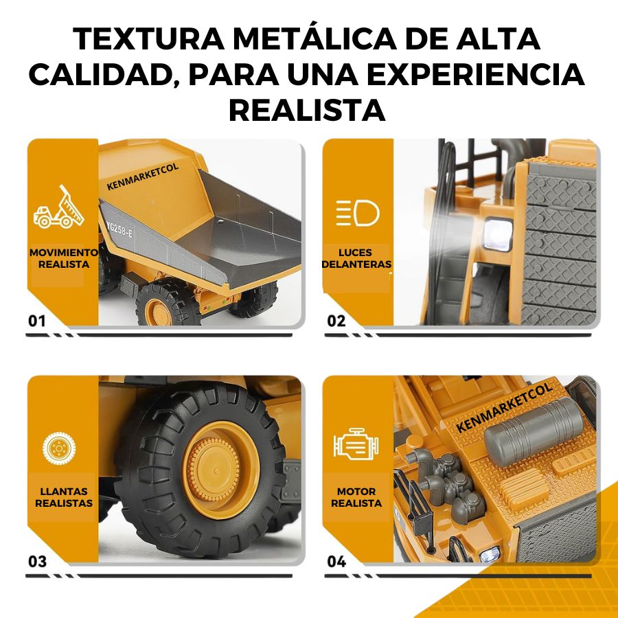 Volqueta a control remoto de metal recargable