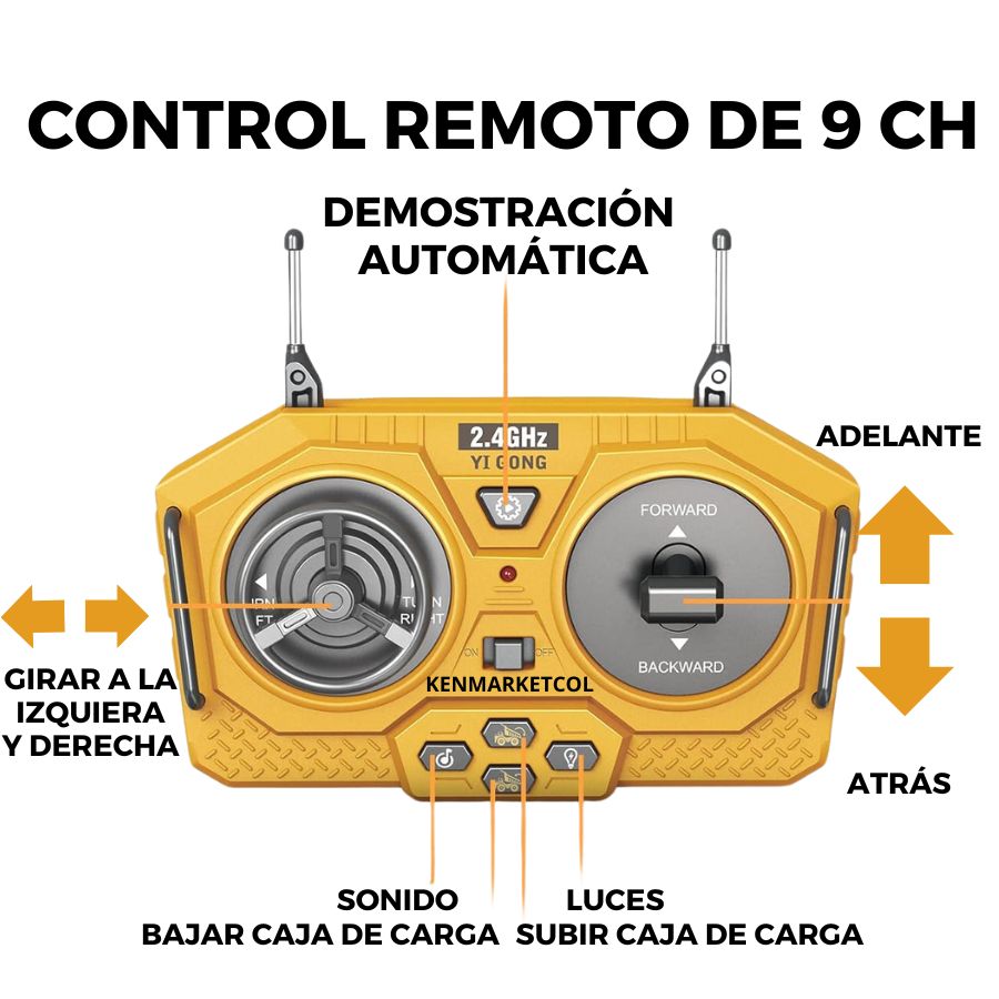 Volqueta a control remoto de metal recargable