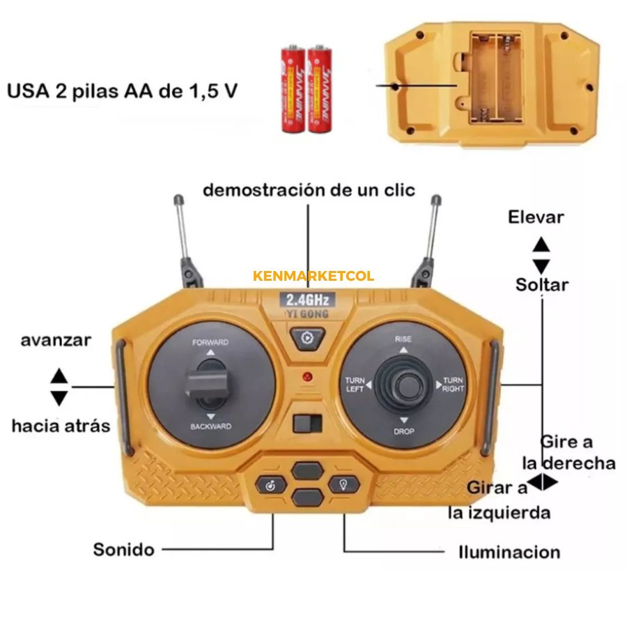 Bulldozer Rc Radio Control Remoto Para Niños Realista Metal