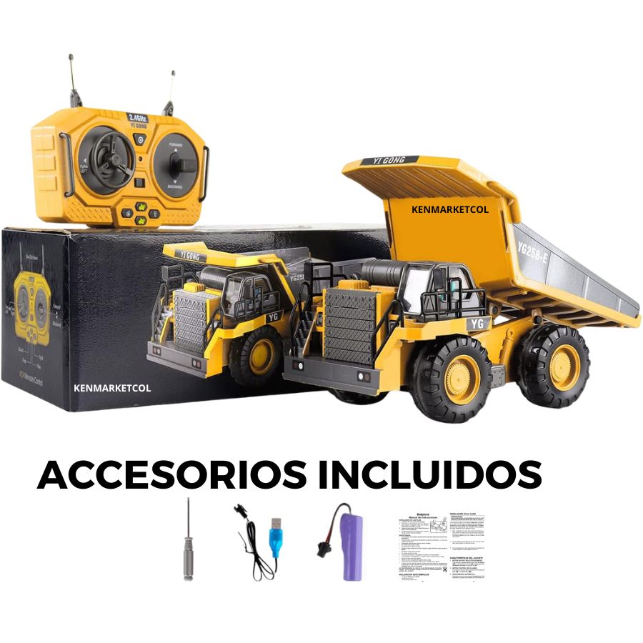 Volqueta a control remoto de metal recargable
