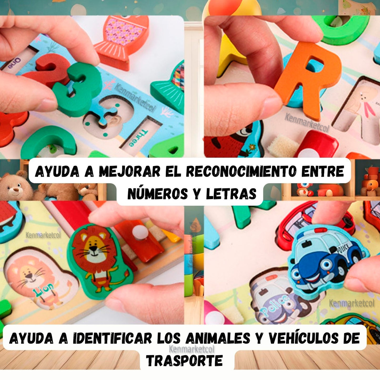 Tablero Montessori educativo 6 en 1