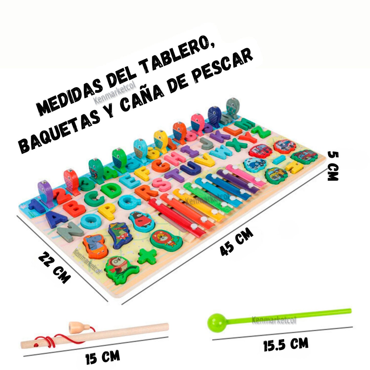 Tablero Montessori educativo 6 en 1