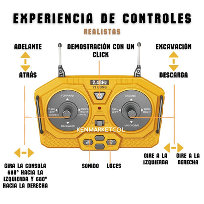 Retroexcavadora realista con aleación de metal recargable