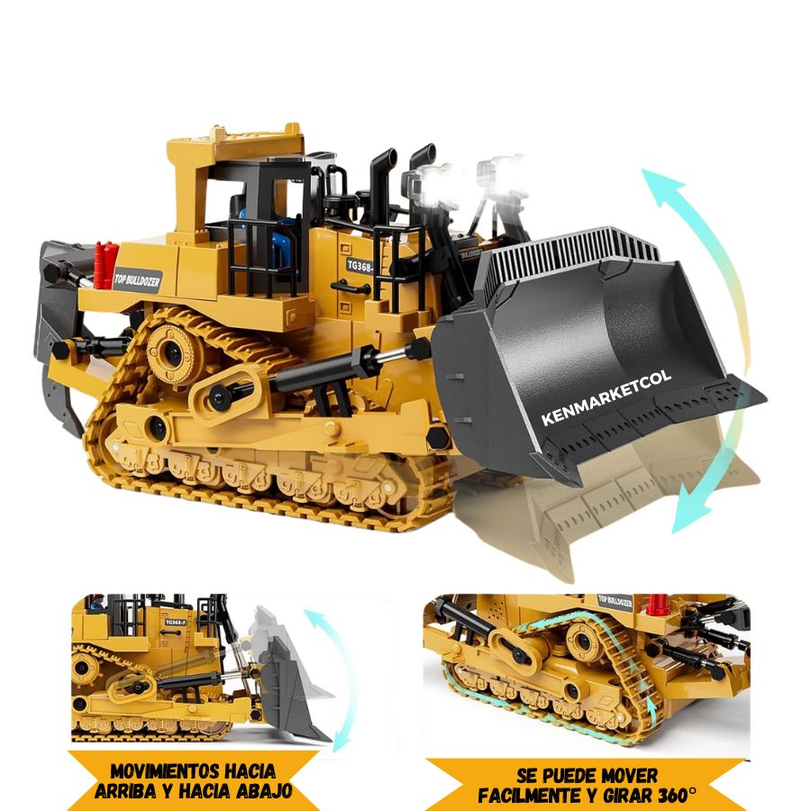 Bulldozer Rc Radio Control Remoto Para Niños Realista Metal