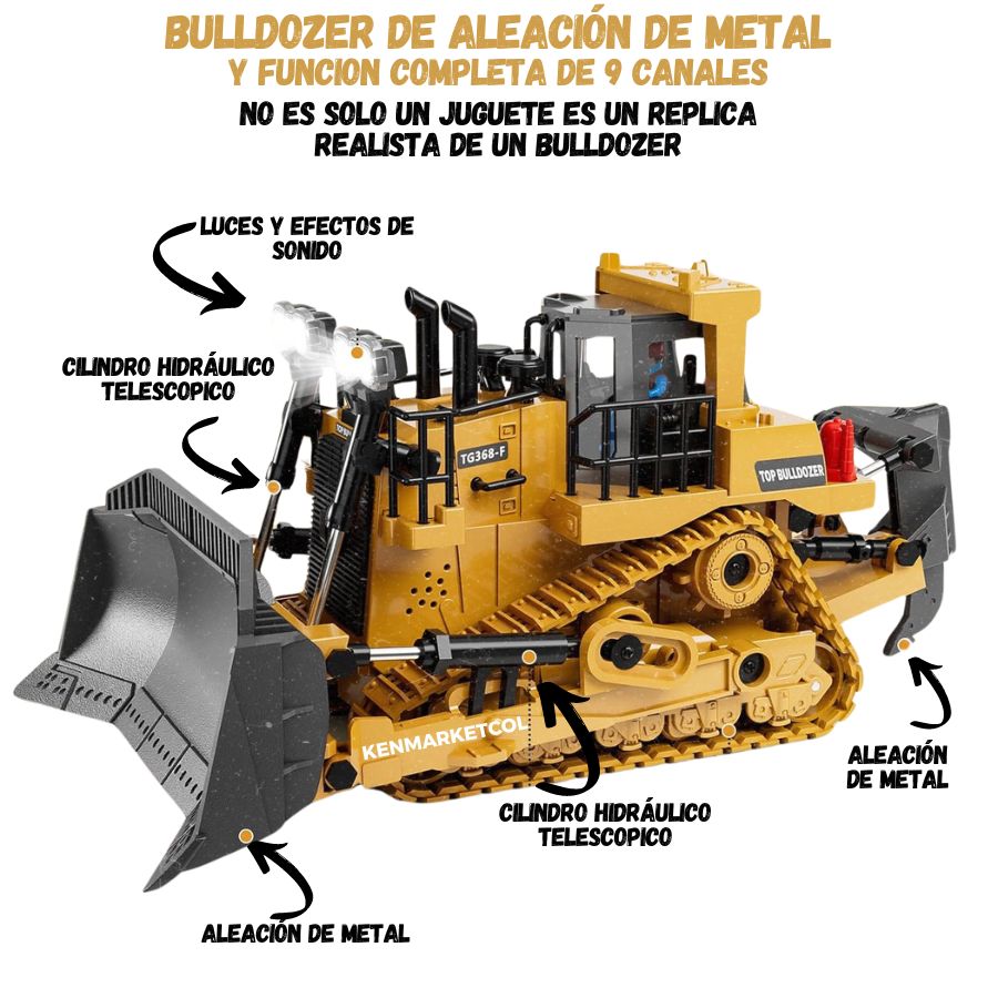 Bulldozer Rc Radio Control Remoto Para Niños Realista Metal