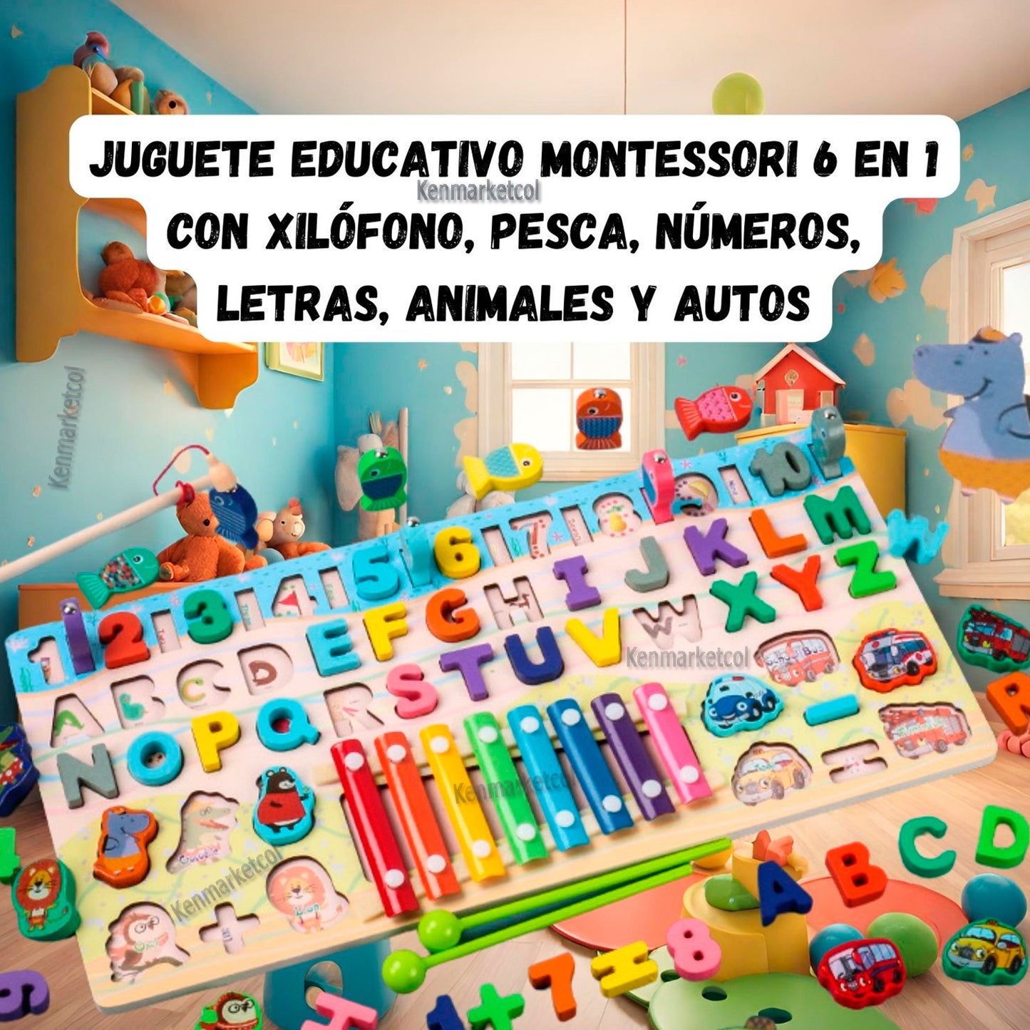 Tablero Montessori educativo 6 en 1
