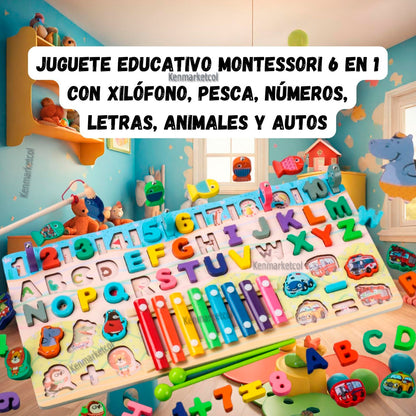 Tablero Montessori educativo 6 en 1
